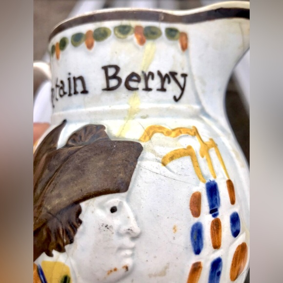 Vintage c. 1805 Admiral Nelson Captain Berry Prattware Pitcher Mug England - Picture 7 of 10